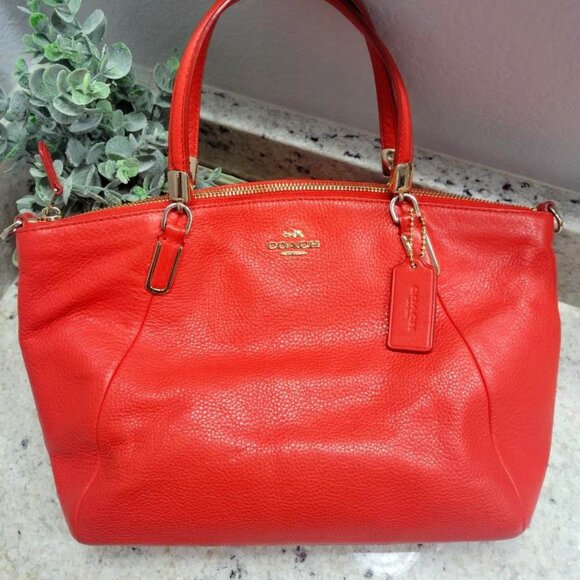 Coach Kelsey Satchel Tangerine|Orange Pebbled Leather with Dustbag - Picture 2 of 13